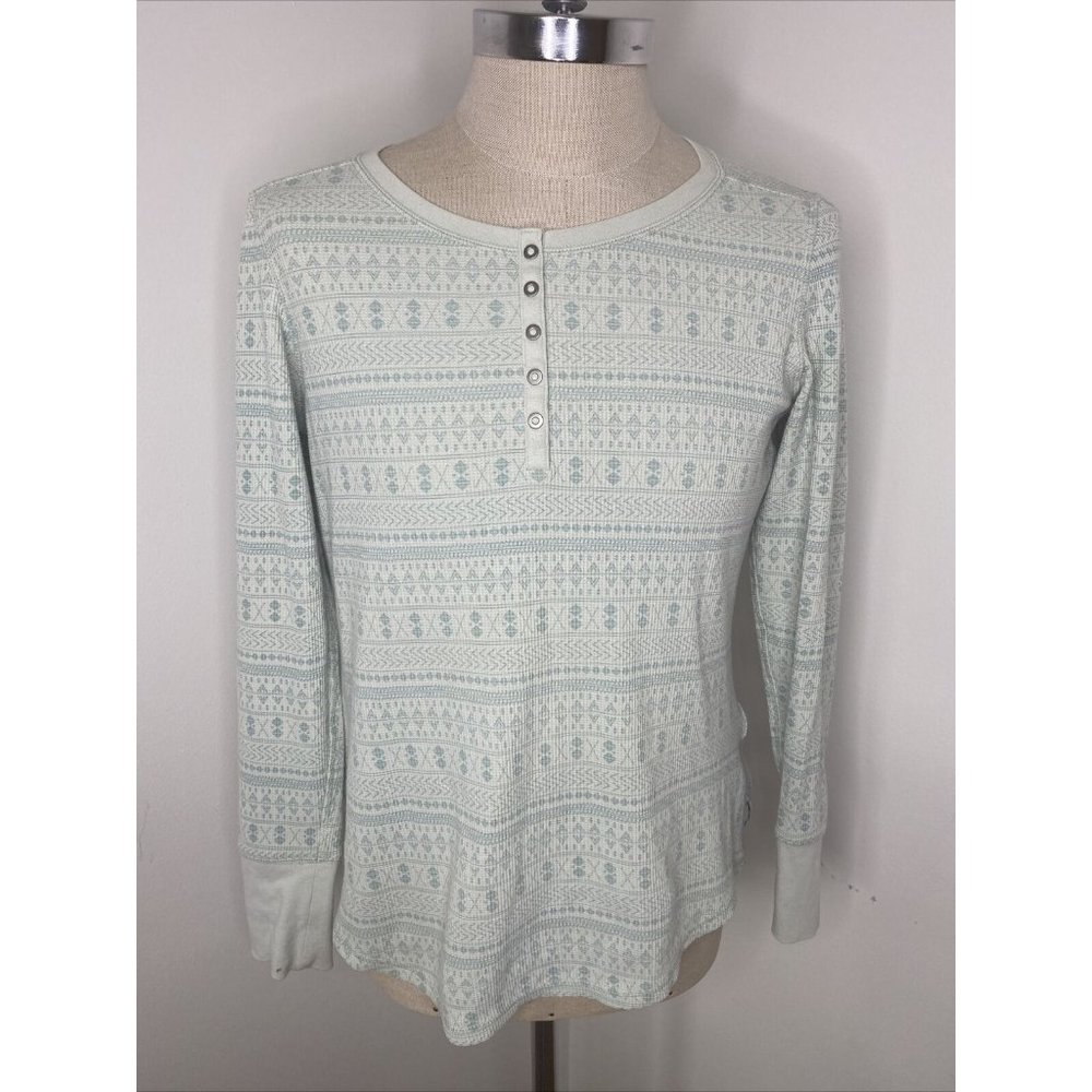 Carhartt Shirt Womens M Grey Green Long Sleeve Henley Waffle Knit Base Layer